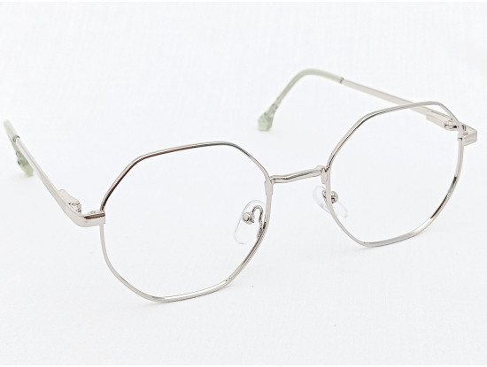 Computer Glasses Medium Size Hexagon Silver Color