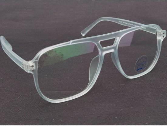 Large Size Aviator Matte Blue Transparent Frame