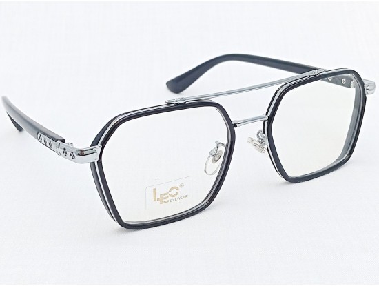 Medium Size Aviator Silver Black Eyeglasses