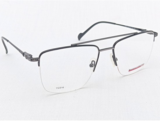 Medium Size Aviator Black and Grey Colour Half Frame