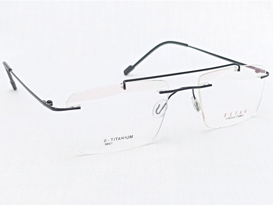 Medium Size Aviator Rectangle Rimless Black Colour