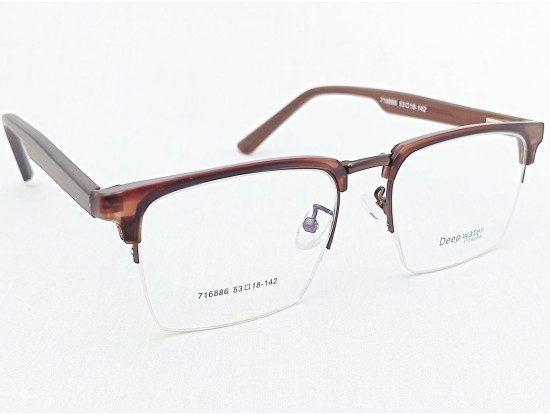 Medium Size Premium Rectangle Half Rim Brown Frame