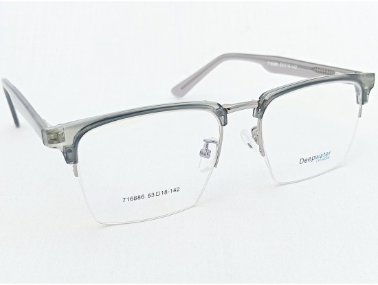 Medium Size Premium Rectangle Half Rim Transparent Grey Frame