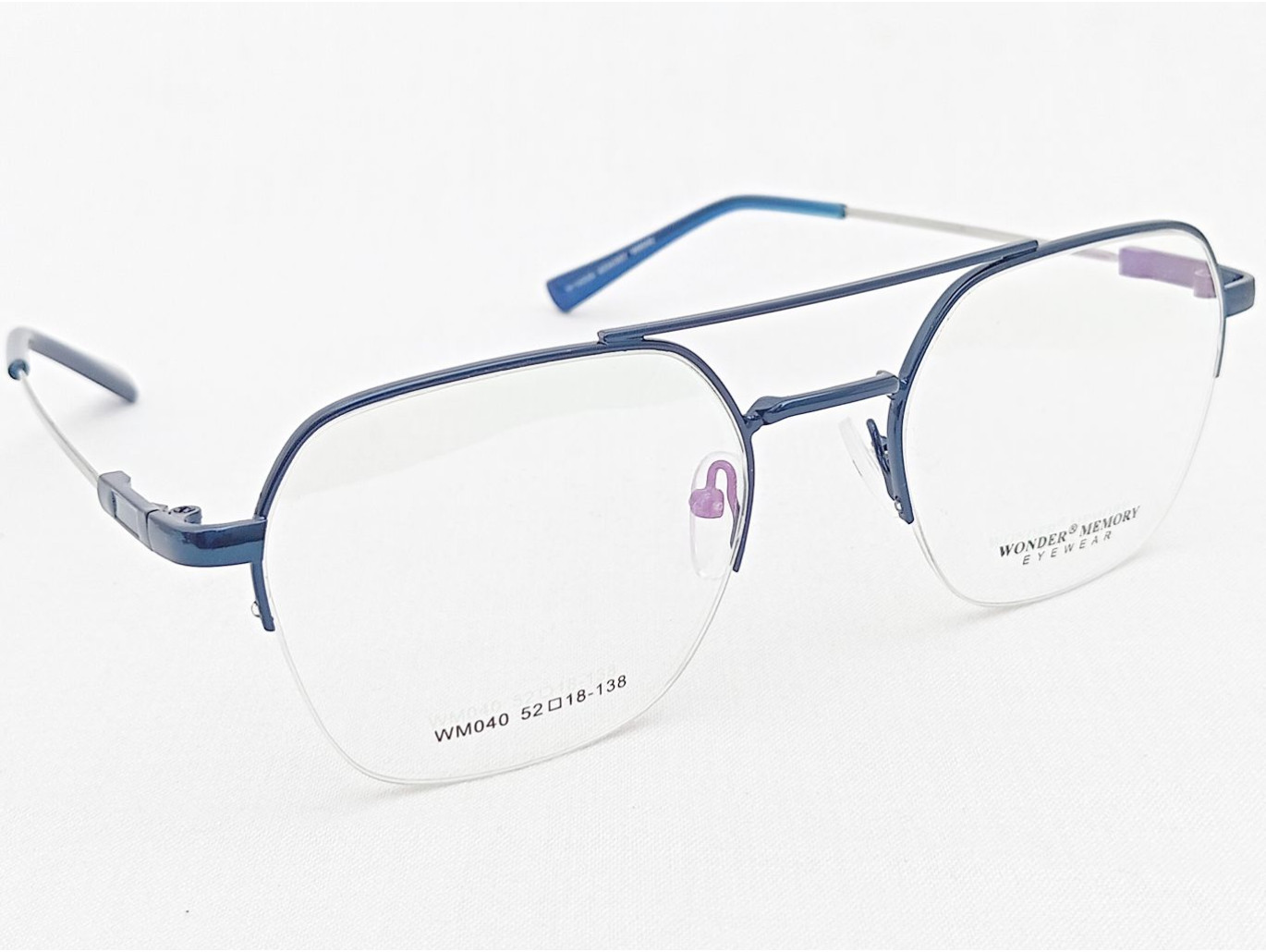 Medium Size Blue Aviator Half Rim Flexible Side Turban Friendly Medium Size Blue Aviator Half Rim Flexible Side Turban Friendly