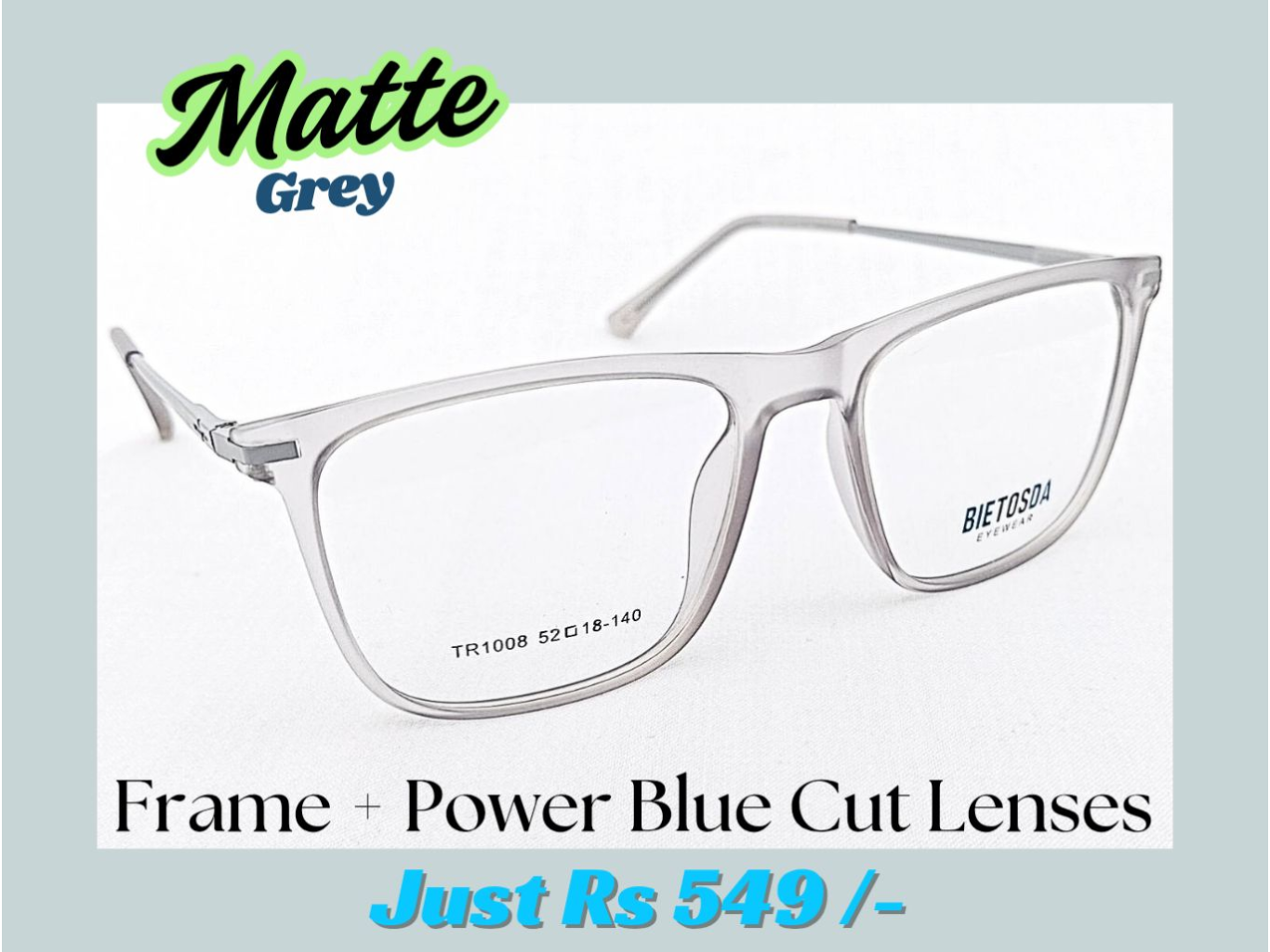 Square Matte Grey Frame Eyeglasses