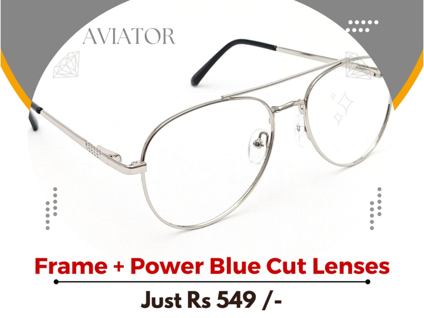 Stylish Aviator Shape Frame Eyeglasses
