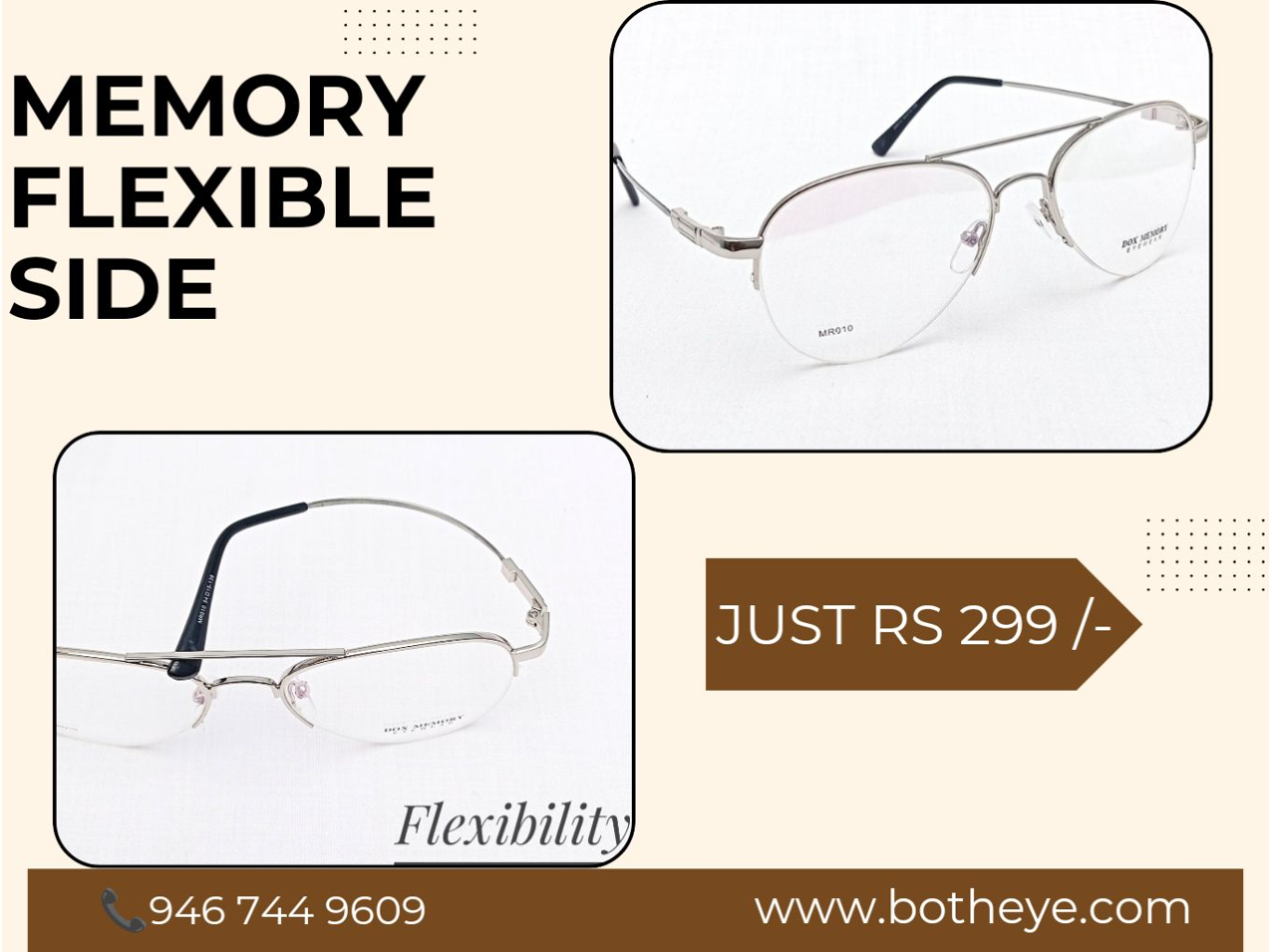 Flexible Side Frame Eyeglasses