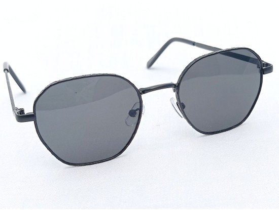 Power Sunglasses Hexagon Black Tint Lenses