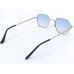 Power Sunglasses Silver Hexagon Blue Gradient Lenses