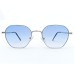 Power Sunglasses Silver Hexagon Blue Gradient Lenses