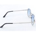 Power Sunglasses Silver Hexagon Blue Gradient Lenses