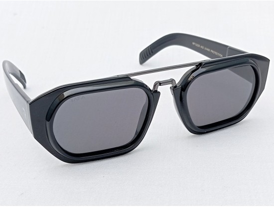 Power Sunglasses Large Rectangle Black Tint Lenses