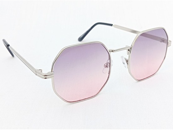 Power Sunglasses Medium Hexagon Blue Gradient Lenses